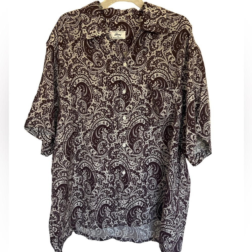 Brioni Black and White Paisley Casual Button Down Shirt